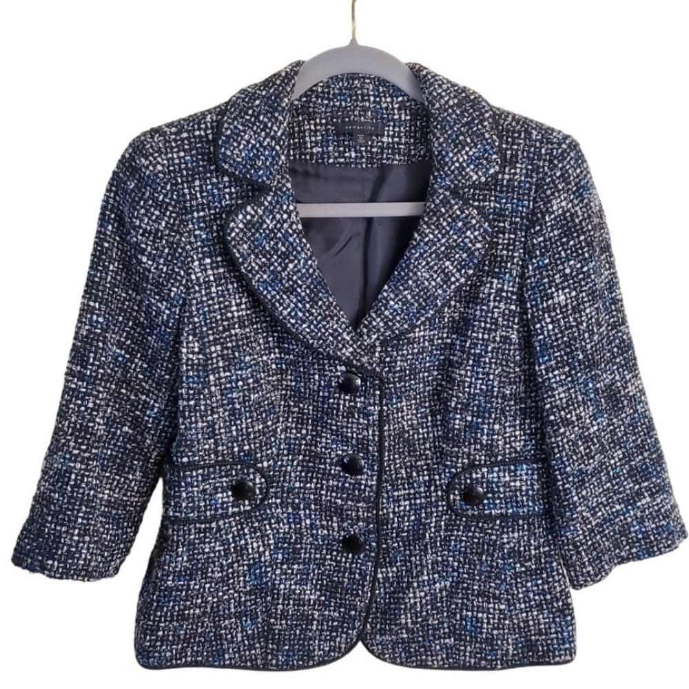 Semantiks Wool Tweed 3/4 Sleeve Jacket Size 6P